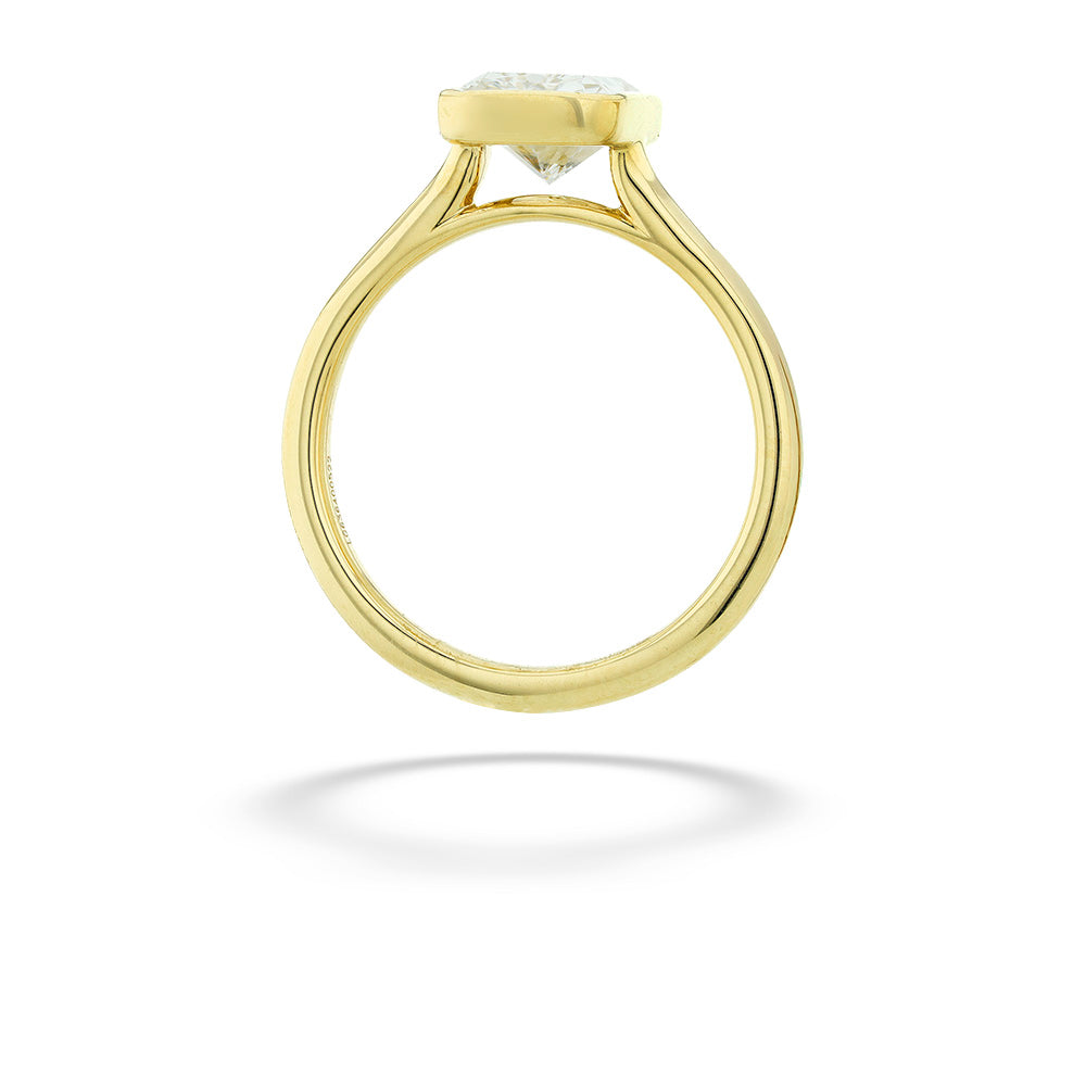 Radiant Lab Grown Diamond Bezel Set Engagement Ring