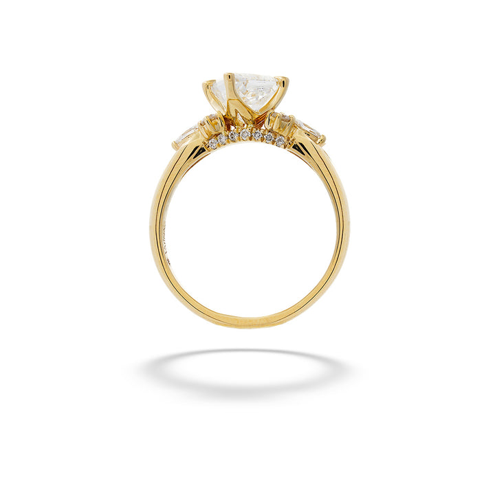 Gold ring with a diamond on a white background Kite Shaped Diamond Engagement Ring by Valina