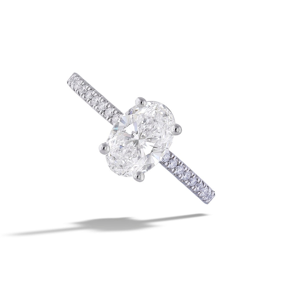 Oval-cut Diamond Engagement Ring with Diamond Band by Valina