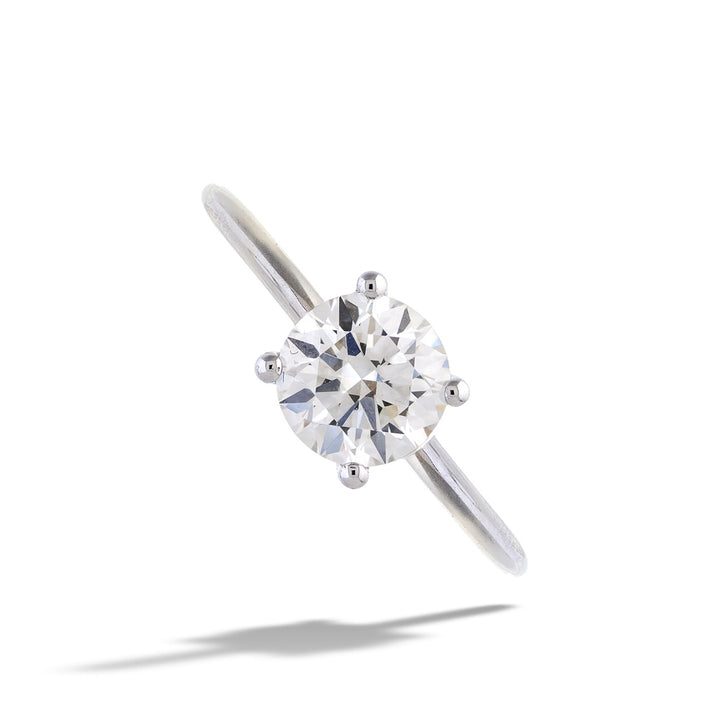  14K White Gold Round Diamond Solitaire Engagement Ring by Valina 