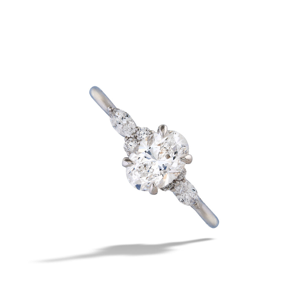  Oval-cut Diamond Engagement Ring with Diamond Accents by Valina 