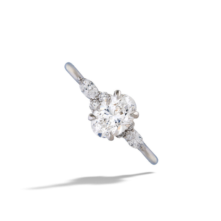  Oval-cut Diamond Engagement Ring with Diamond Accents by Valina 