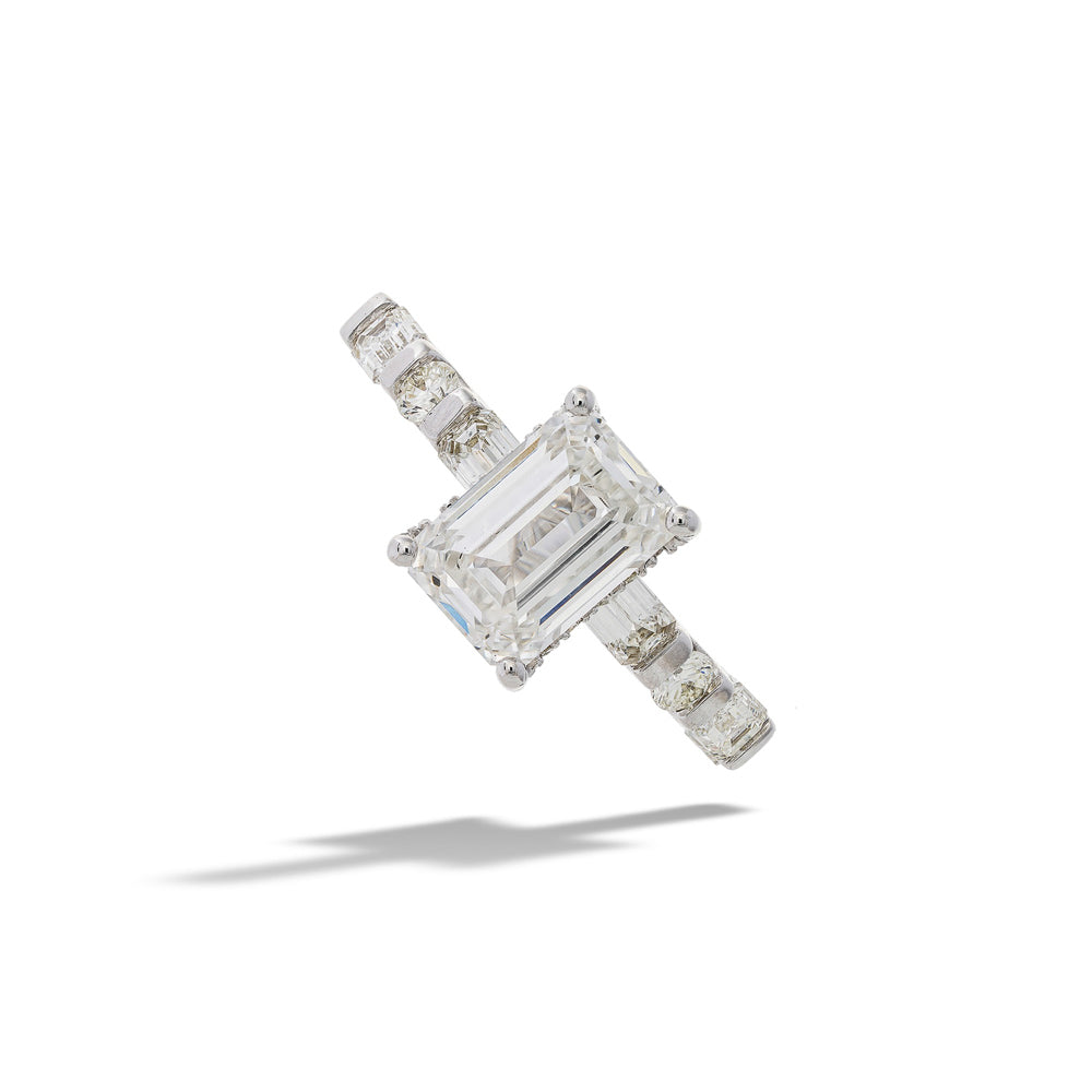 Emerald-cut Diamond Engagement Ring with Diamond Band by Valina