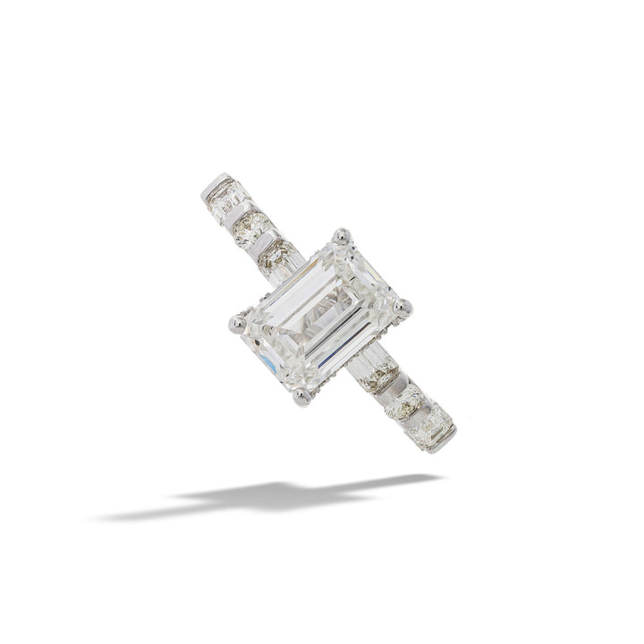 Emerald-cut Diamond Engagement Ring with Diamond Band by Valina
