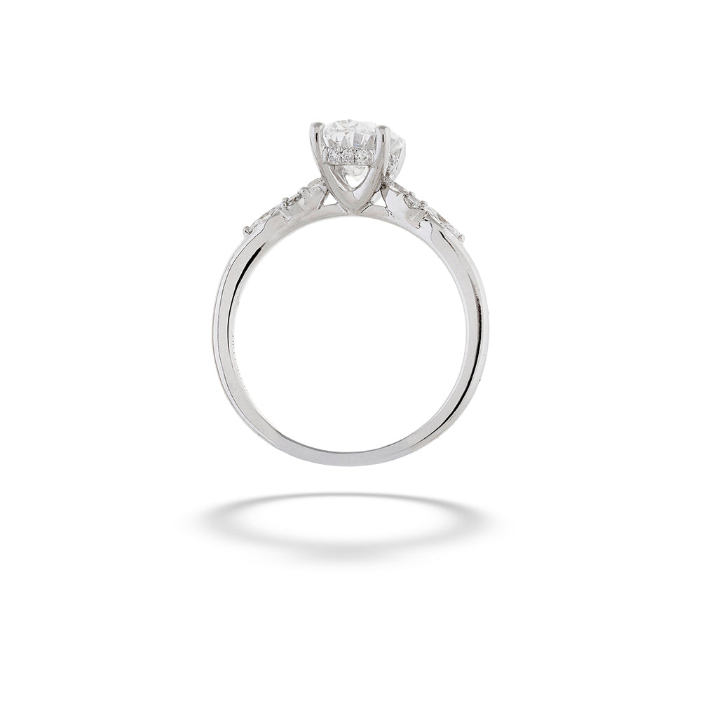 Diamond ring on a white background 14K White Gold Oval Diamond Engagement Ring by Valina