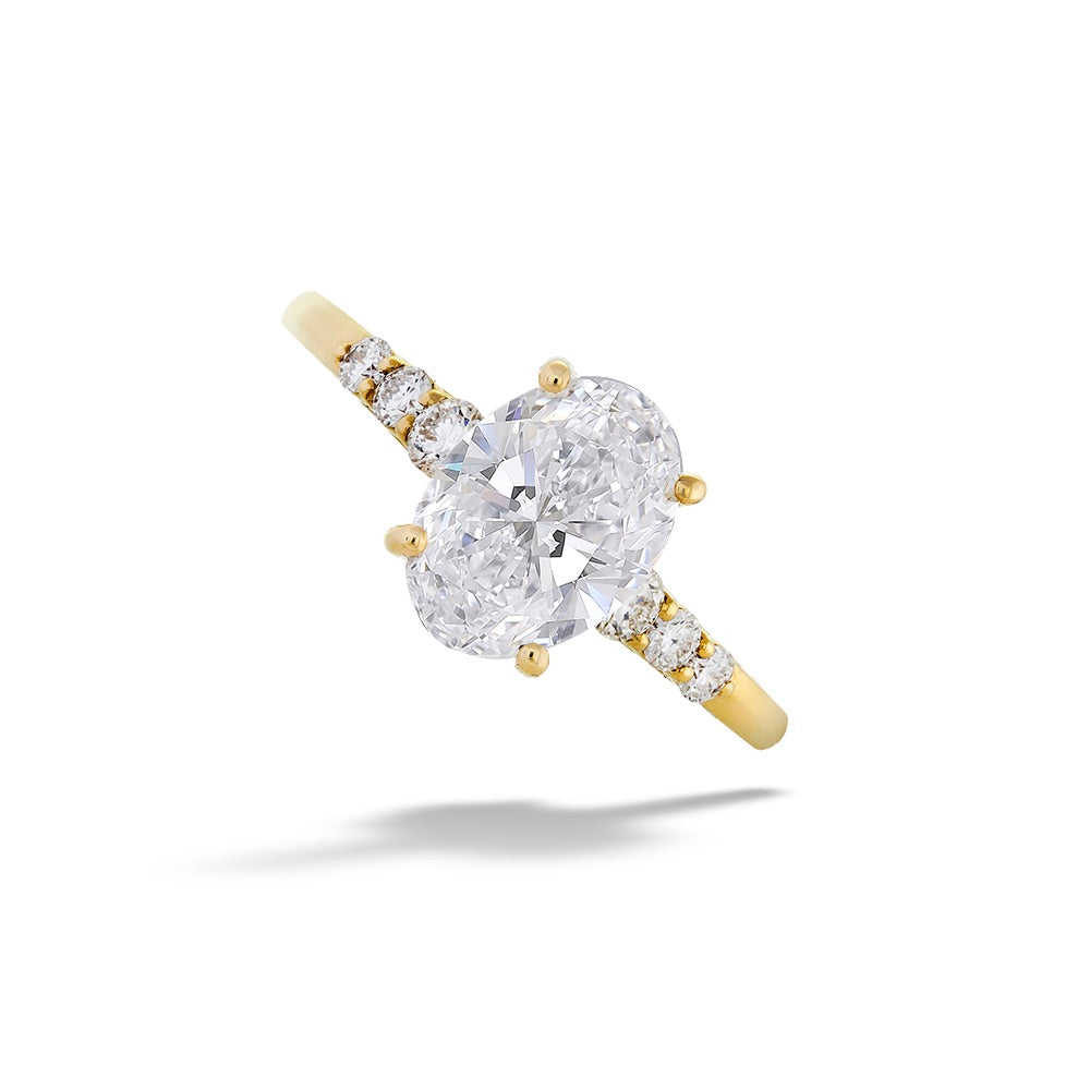 14K Gold Oval Diamond Engagement Ring by Valina.