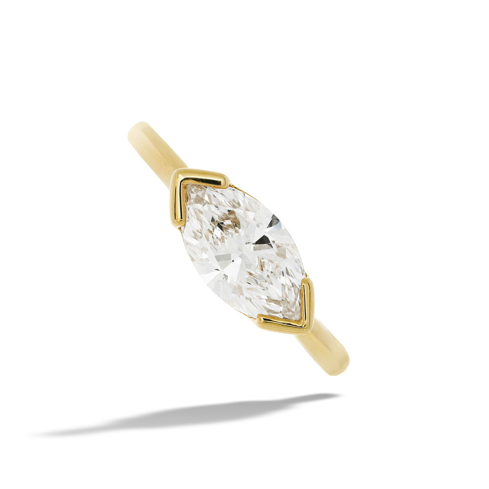 Marquise East to West Diamond Engagement Ring by Valina