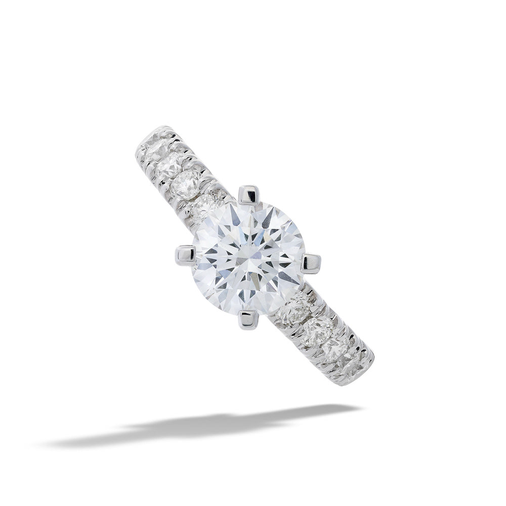 14K White Gold Round Diamond Engagement Ring by Valina
