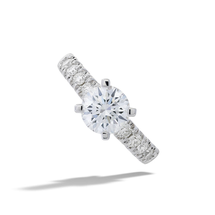 14K White Gold Round Diamond Engagement Ring by Valina