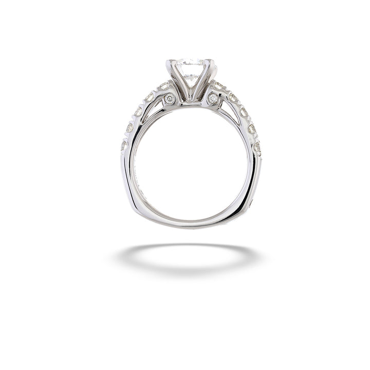 Silver ring with a diamond on a white background 14K White Gold Round Diamond Engagement Ring by Valina