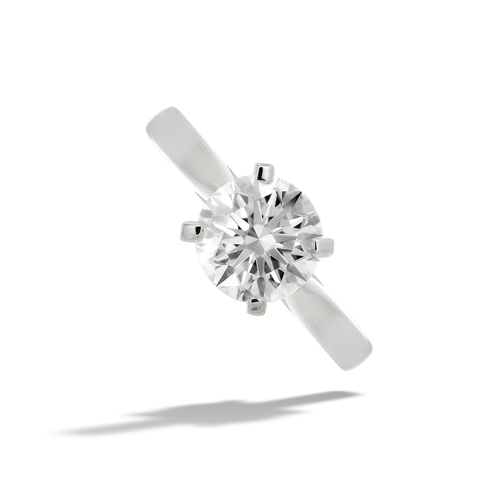 14K White Gold Solitaire Round Diamond Engagement Ring by Valina 