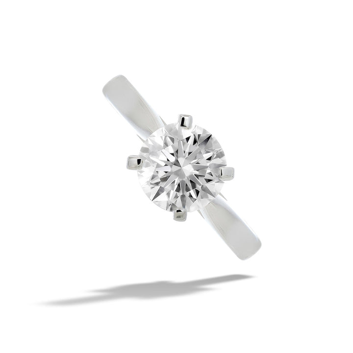 14K White Gold Solitaire Round Diamond Engagement Ring by Valina 