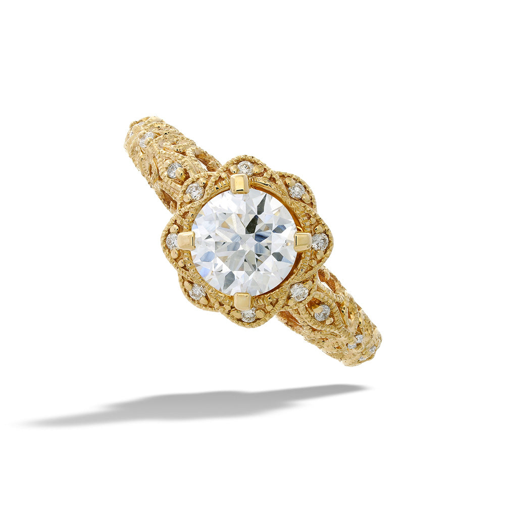  Floral Inspired Round Diamond Engagement Ring by Valina 