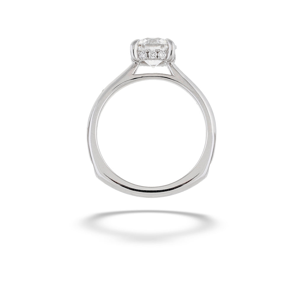 14K White Gold Secret Halo Diamond Engagement Ring by Valina