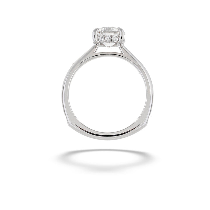 14K White Gold Secret Halo Diamond Engagement Ring by Valina