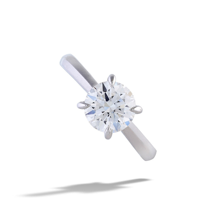 Diamond ring on a white background 14K White Gold Secret Halo Diamond Engagement Ring by Valina