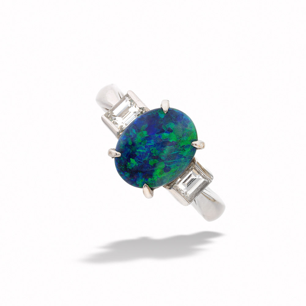  Black Opal and Diamond Ring 