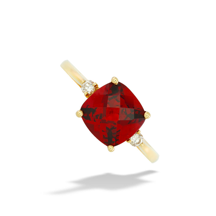 Cushion Checkered Garnet Accent Ring