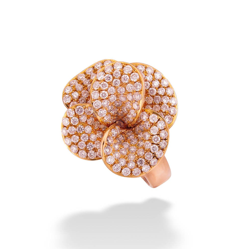 18K Rose Gold Diamond Flower Ring