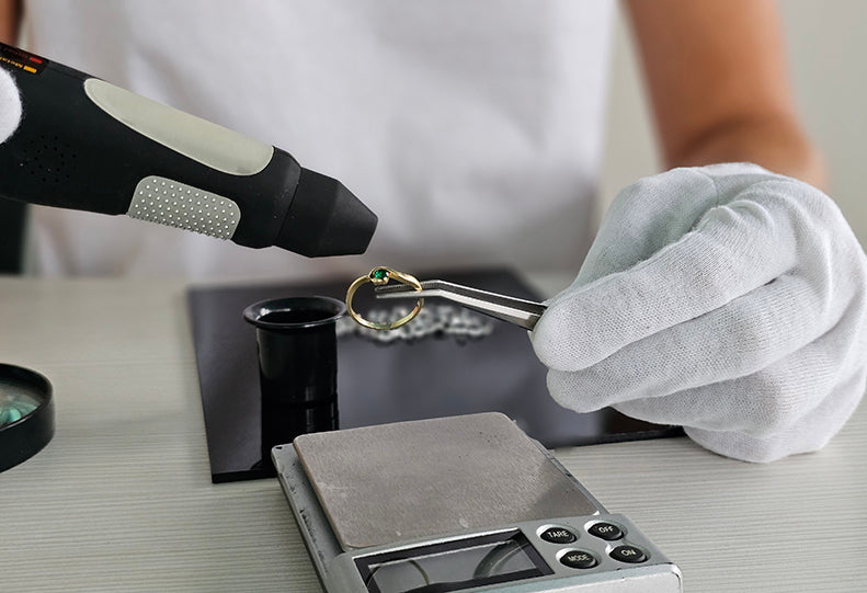 jeweler sorting jewelry