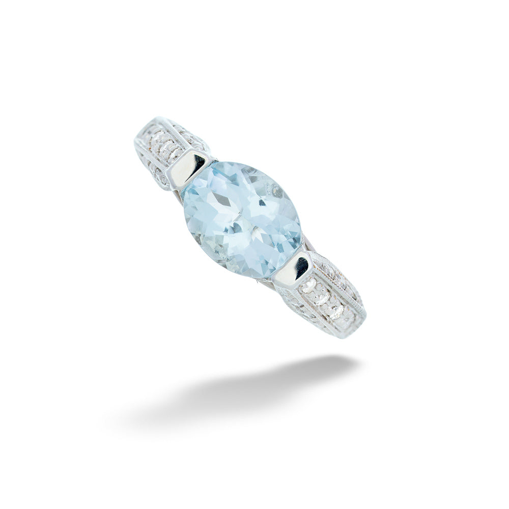 East-West Aquamarine Ring