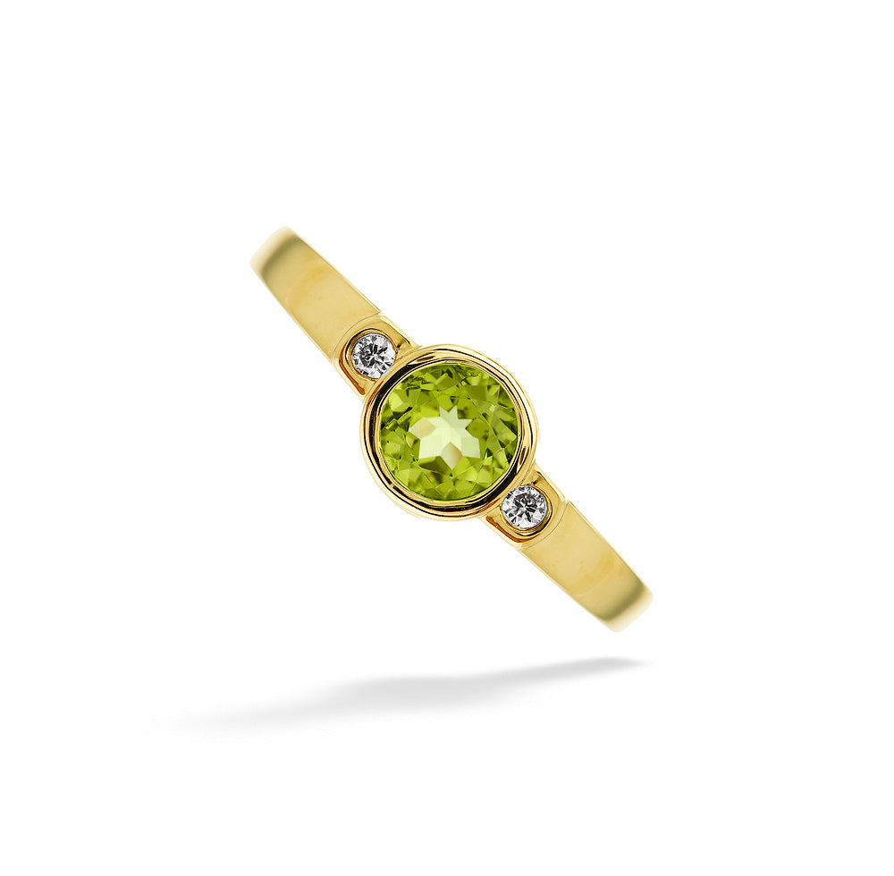 Bezel Set Peridot & Diamond Ring