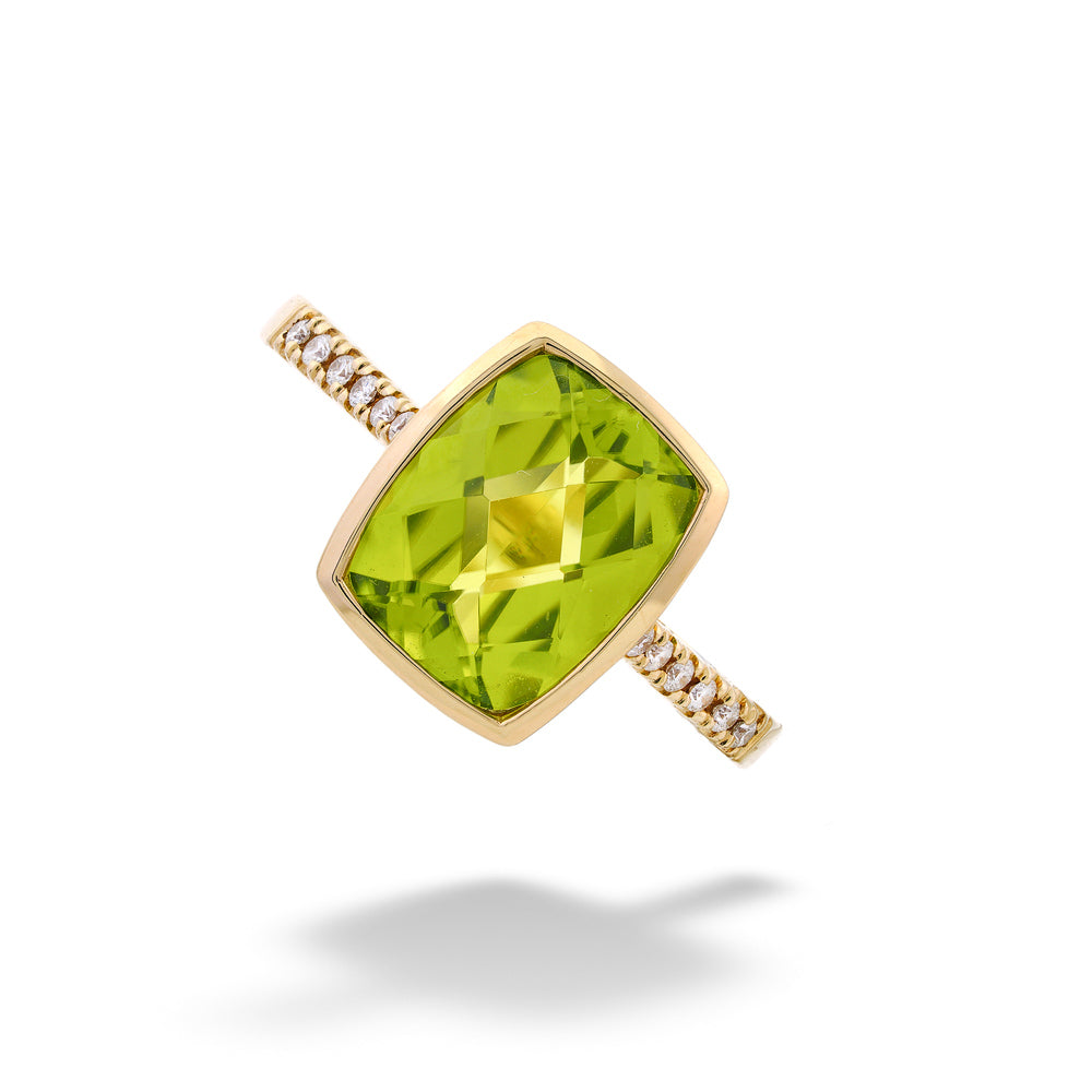 Peridot Ring with Diamond Band