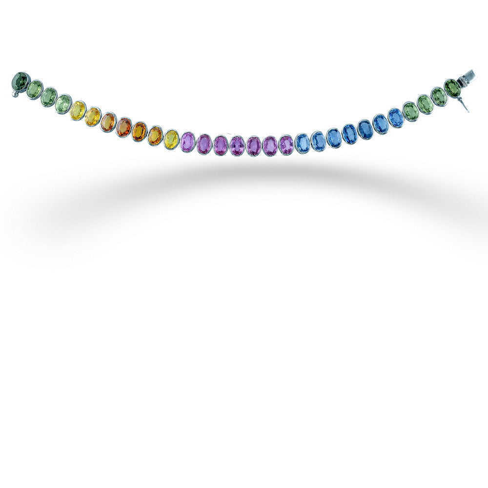 Multi-Color Sapphire Tennis Bracelet