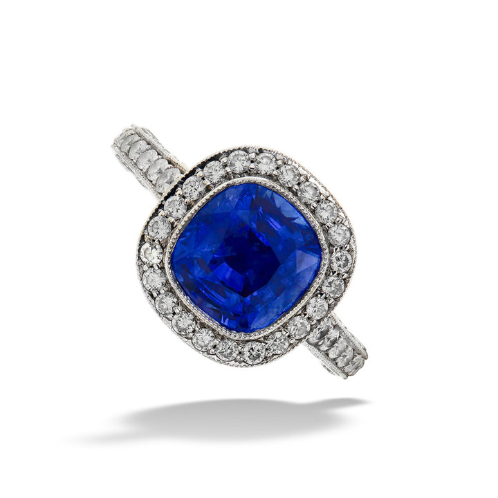 4.00ct Blue Sapphire & Diamond Ring