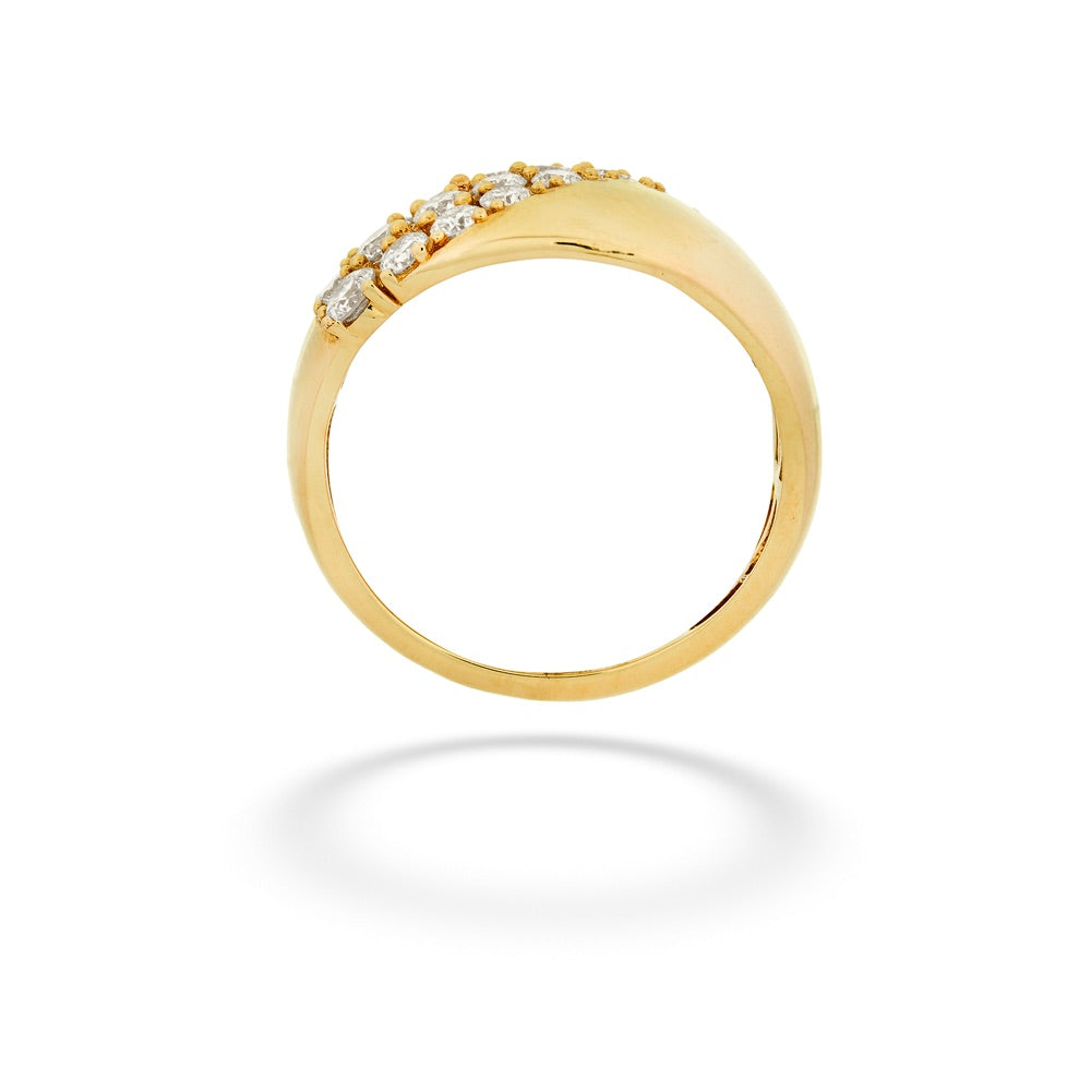  Half Pavé Diamond Signet Style Ring 