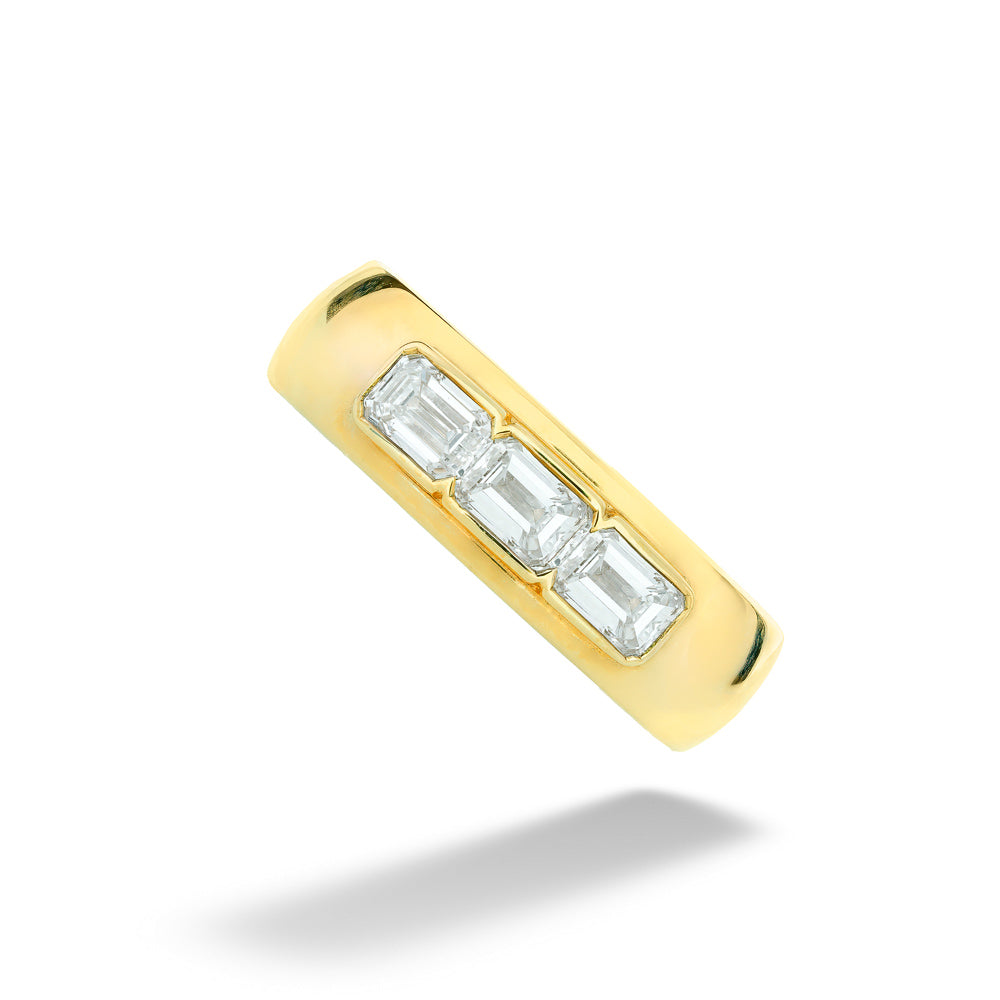 1.48tdw Emerald-Cut Lab Diamond 3-Stone Ring