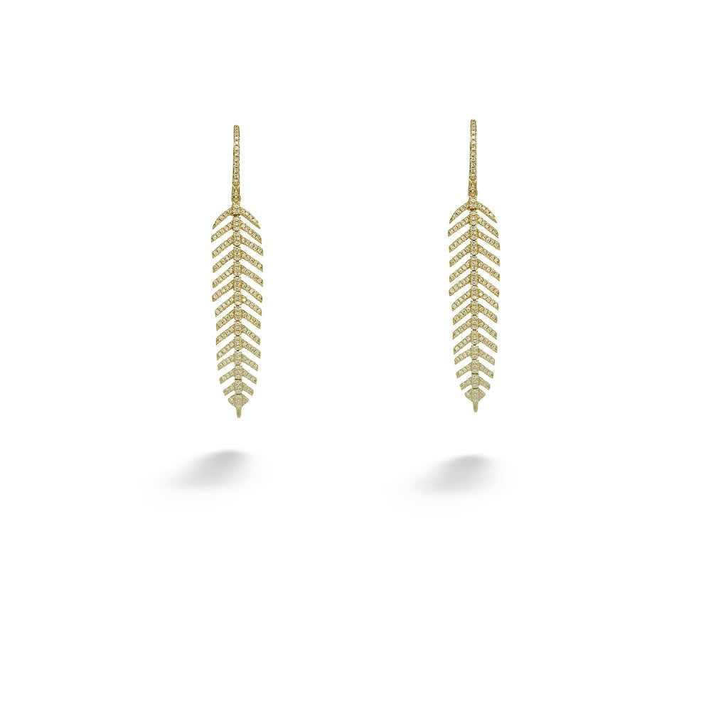 Diamond Feather Earrings by Shy Creation