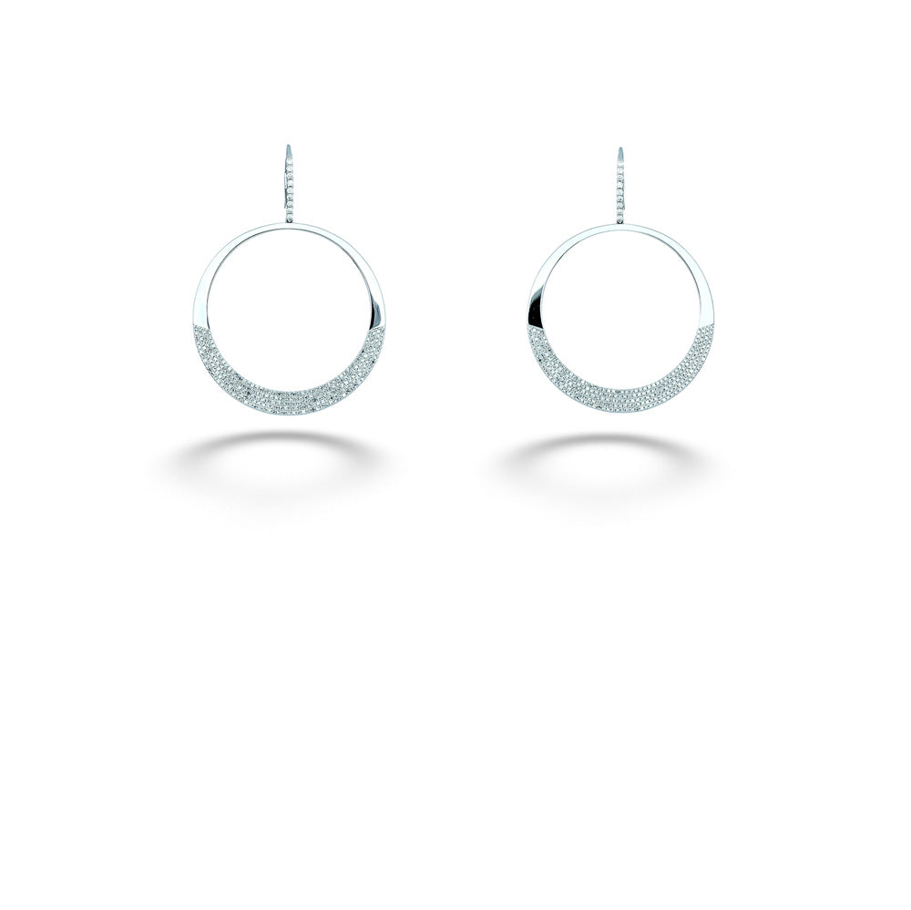 Diamond Open Disc Dangle Earrings