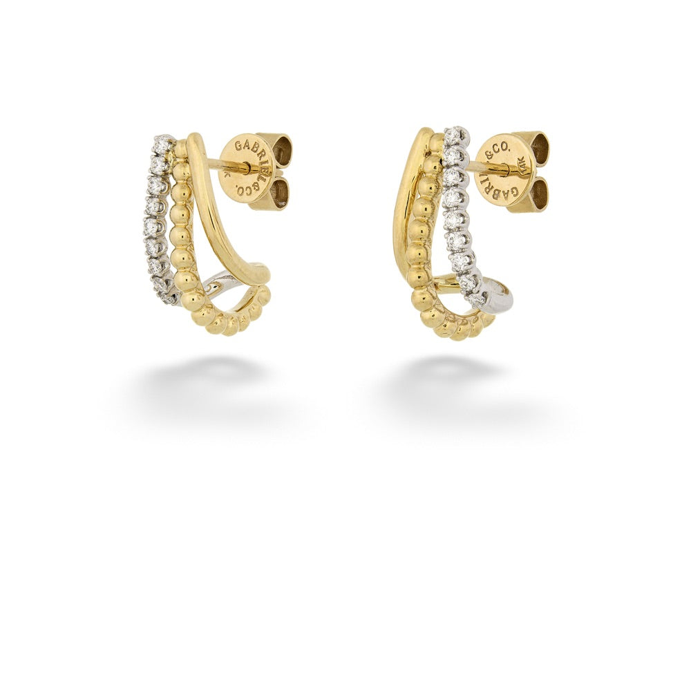  Diamond Criss Cross J Hoop Earrings by Gabriel & Co. 