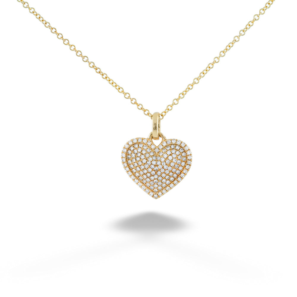 Diamond Pavé Heart Pendant Necklace by Shy Creation