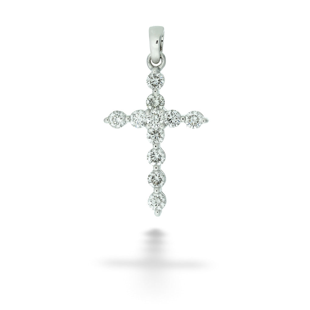 14K White Gold Diamond Cross Pendant