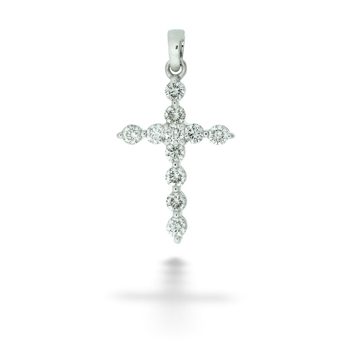 14K White Gold Diamond Cross Pendant