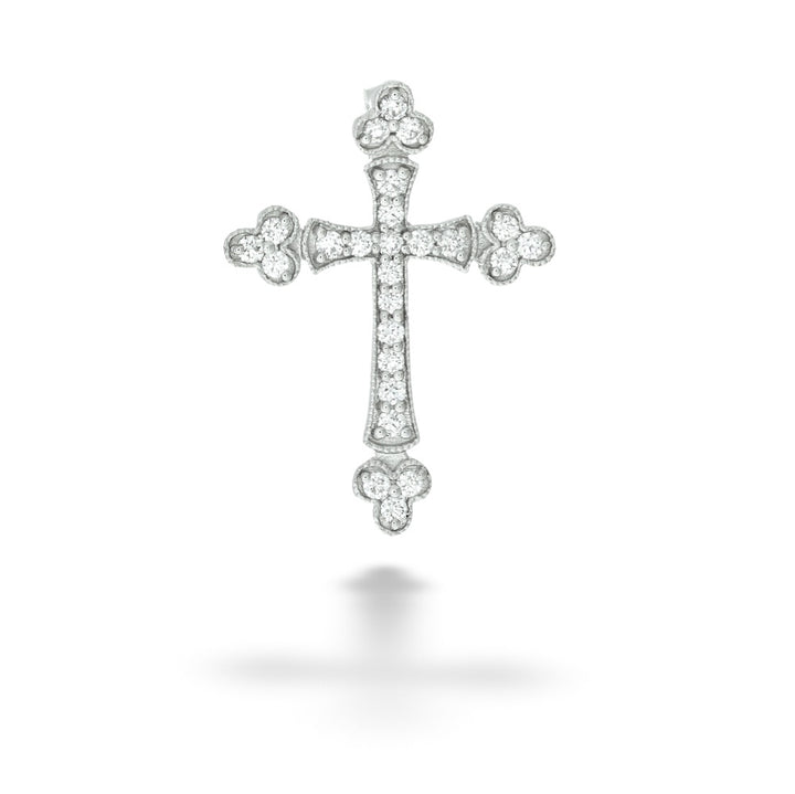 14K White Gold 0.25tdw Diamond Cross Pendant