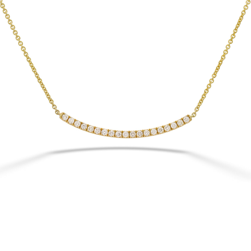 14K Gold Diamond Curved Bar Necklace
