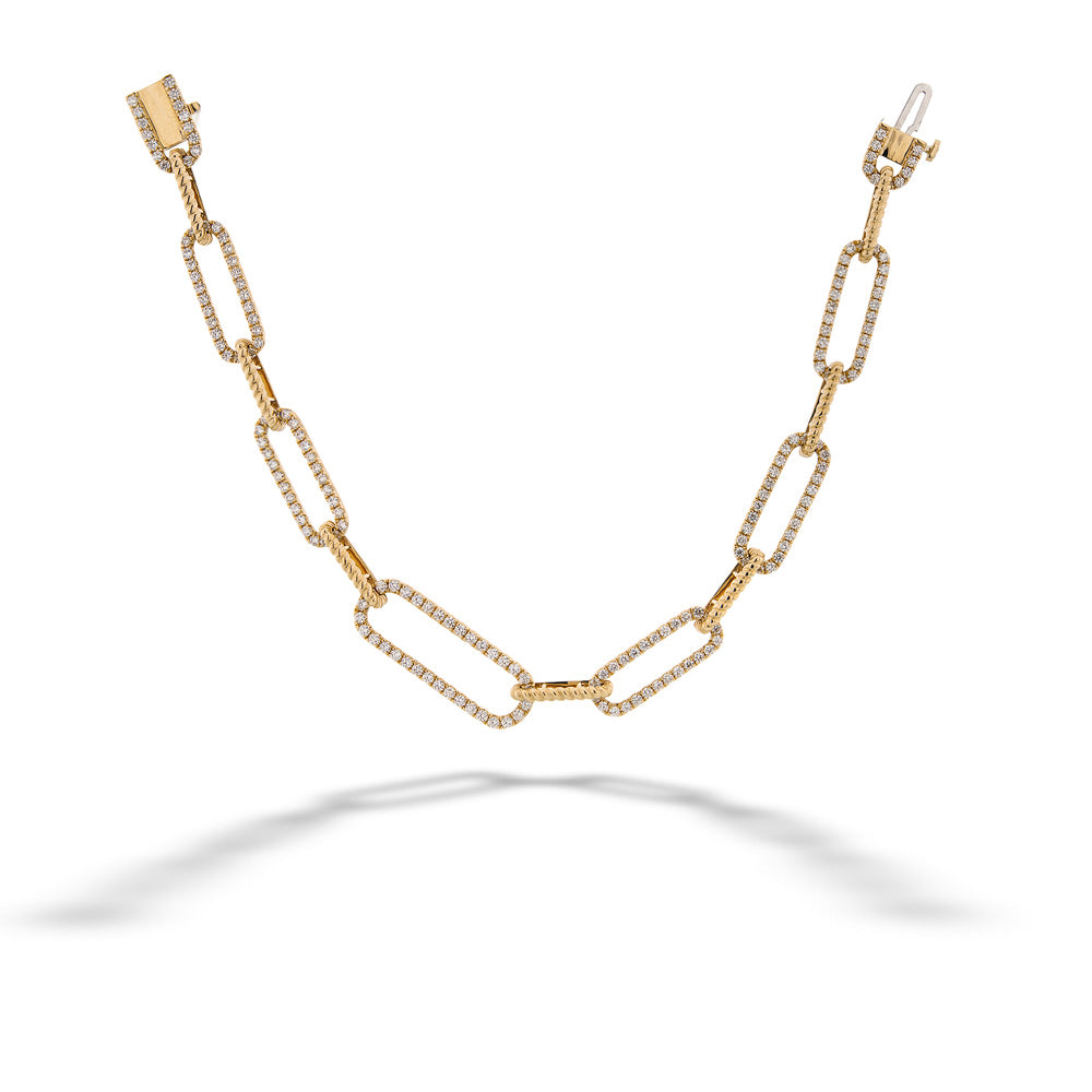 14K Gold Diamond Link Bracelet - 7"