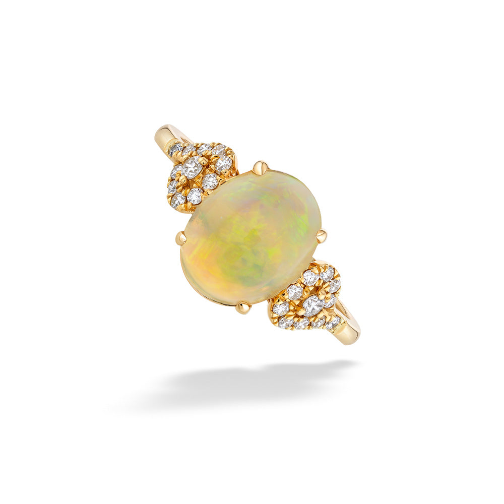 Oval Opal and Diamond Accent Ring