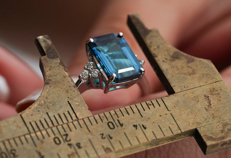 measuring colored gemstone ring