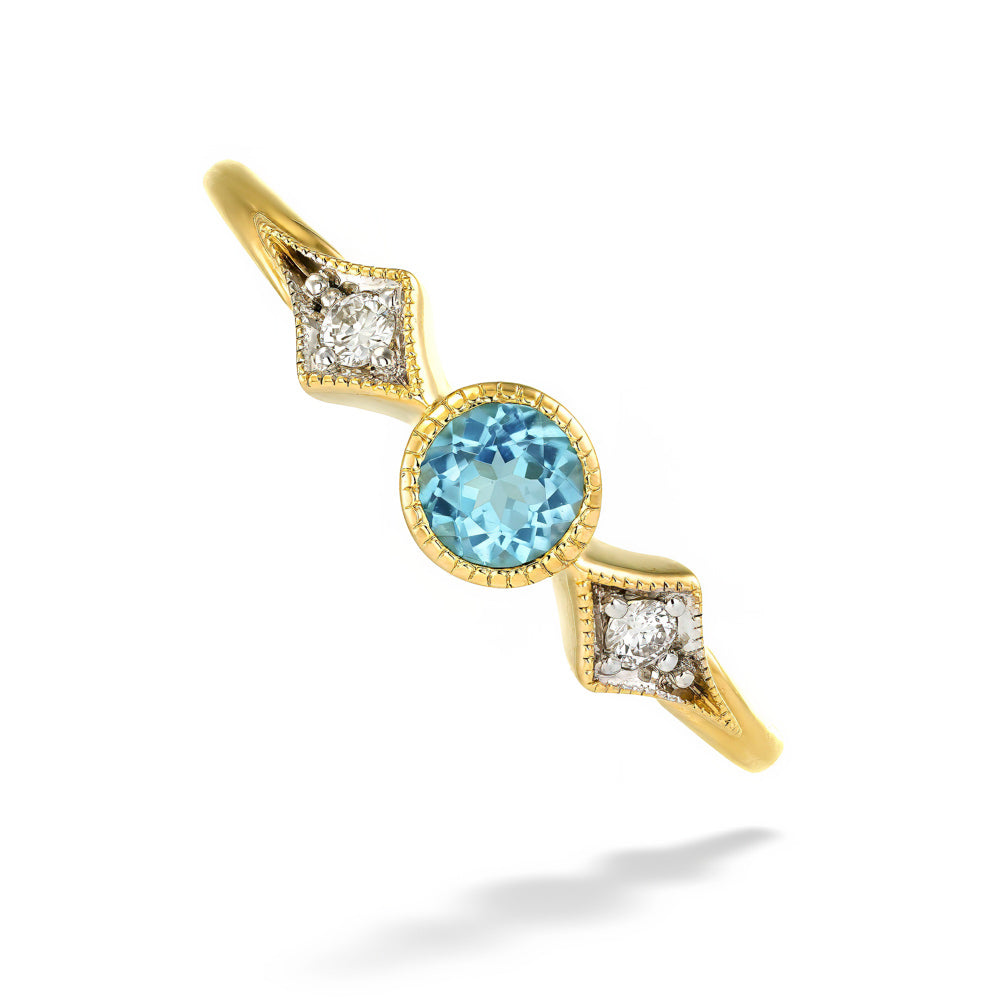 Blue Topaz and Diamond Gabriel Ring