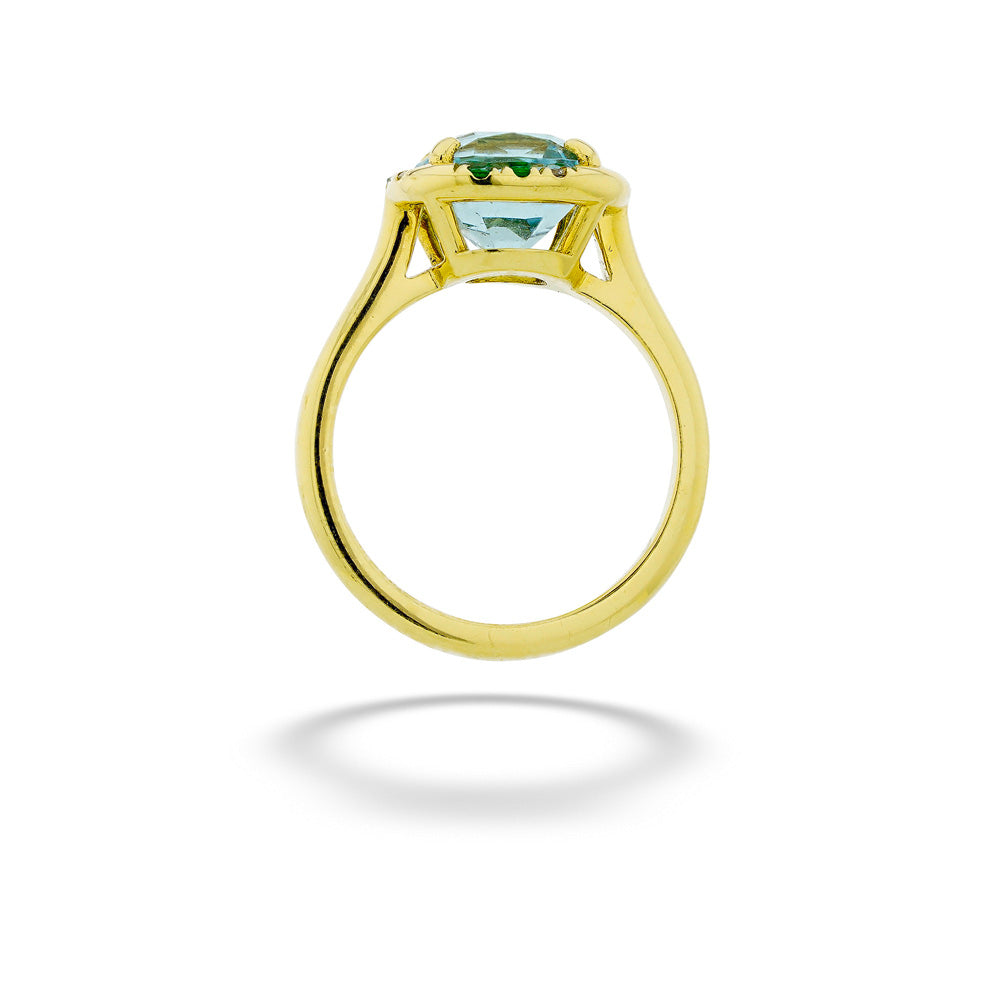 Aquamarine, Tsavorite & Diamond Ring by Lauren K.