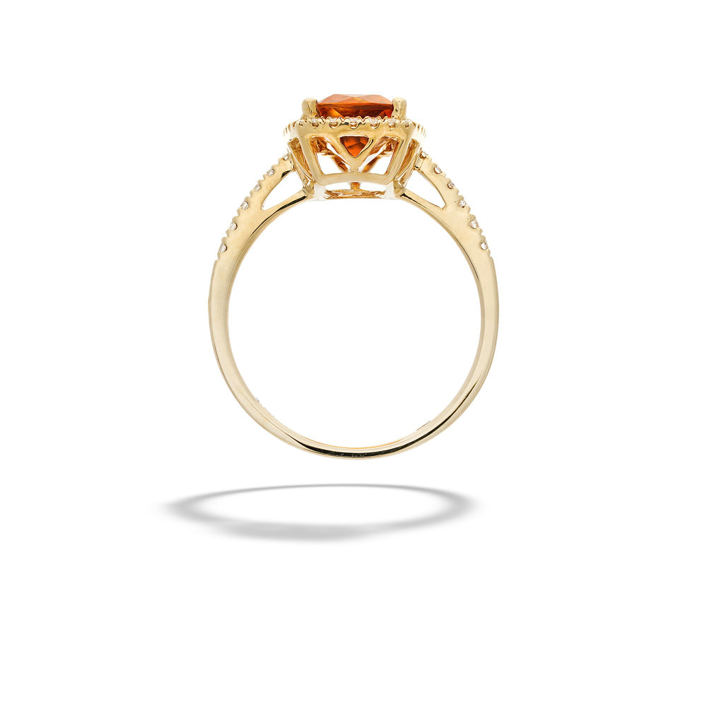 Cushion Cut Citrine and Diamond Halo Ring