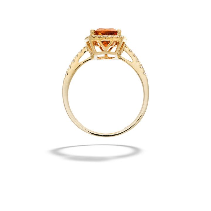 Cushion Cut Citrine and Diamond Halo Ring