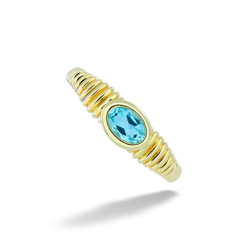 Blue Topaz Fluted Ring