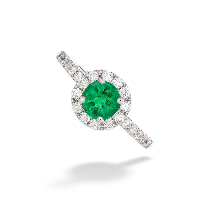 Diamond Halo Emerald Ring