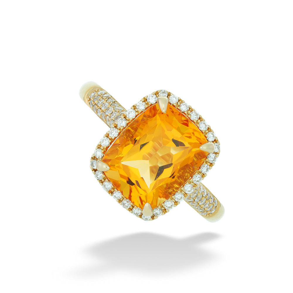 Diamond Halo Citrine Ring