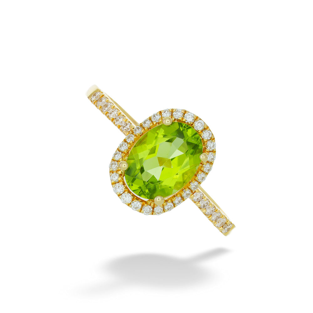Diamond Halo Peridot Ring